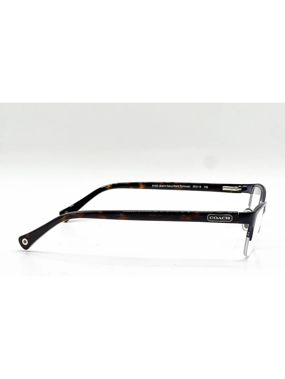 Coach HC 5046 9153 Satin Navy Dark Tortoise Half Rim Eyeglass Frames 50-18-135
